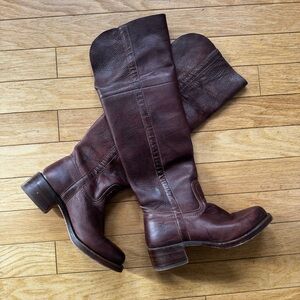 Vintage Frye Campus Boots Brown Leather Knee High Western Boots Size 9